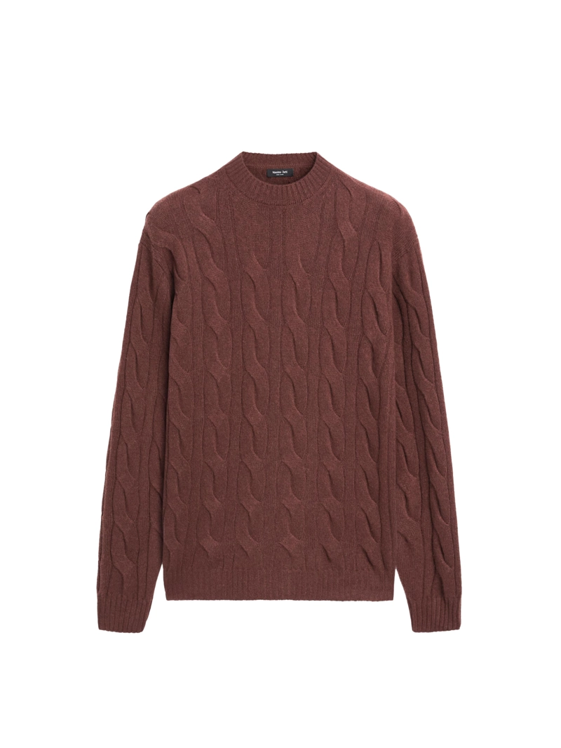 Пуловер из шерстяной смеси с косами