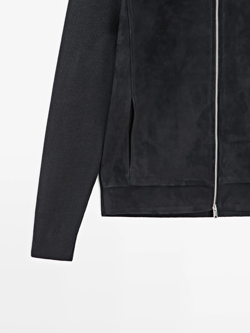 Куртка-бомбер из шерсти и замши