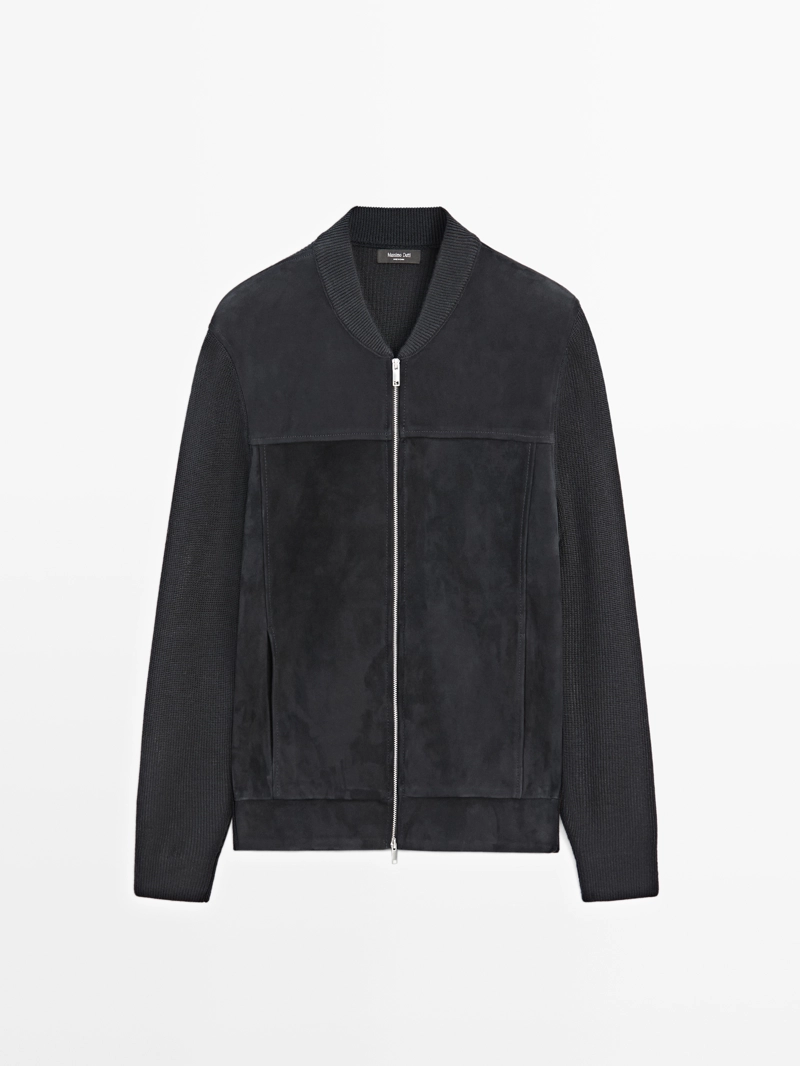 Куртка-бомбер из шерсти и замши