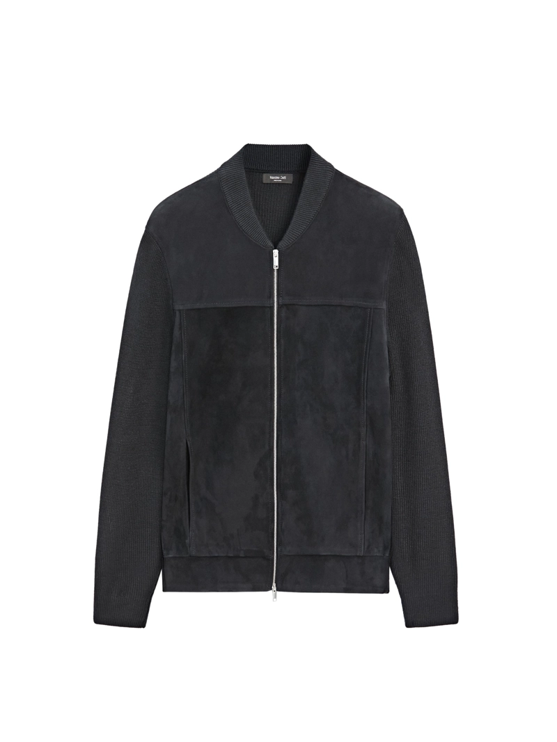 Куртка-бомбер из шерсти и замши