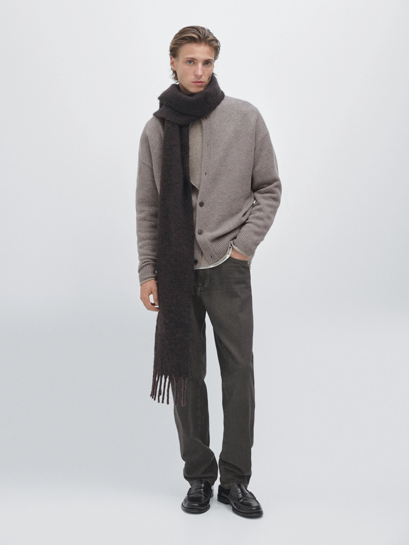 Кардиган с высоким воротом из 100% шерсти