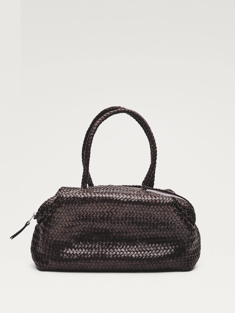 Сумка-сатчел из плетеной натуральной кожи