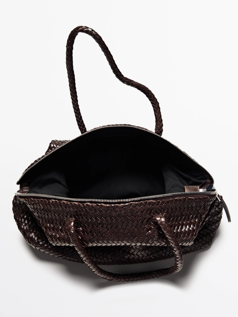 Сумка-сатчел из плетеной натуральной кожи