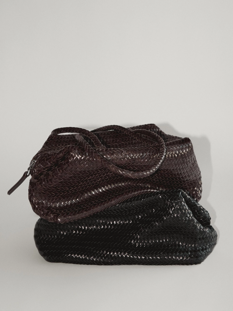 Сумка-сатчел из плетеной натуральной кожи