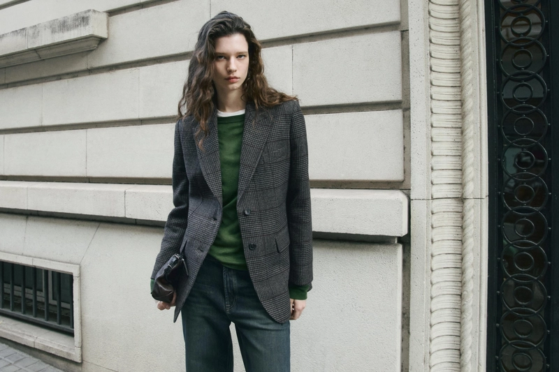 Шерстяной пиджак в клетку