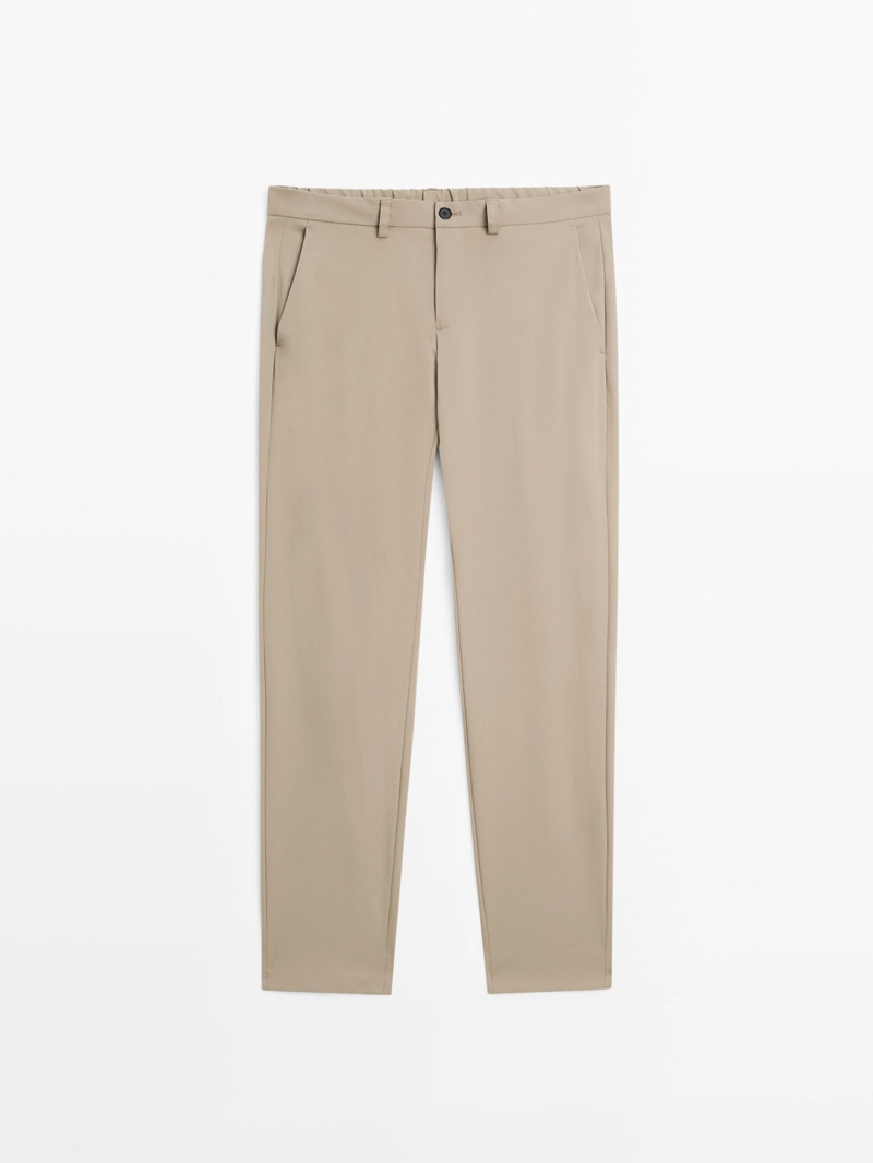 Брюки с широкими линиями regular-fit из технической ткани