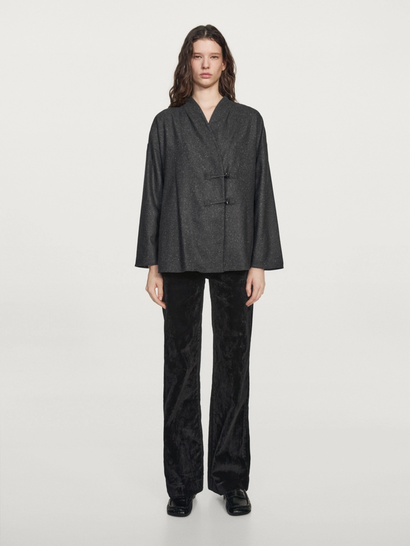 Рубашка из шерсти с эффектом пряжи knickerbocker и деталями роговых пуговиц