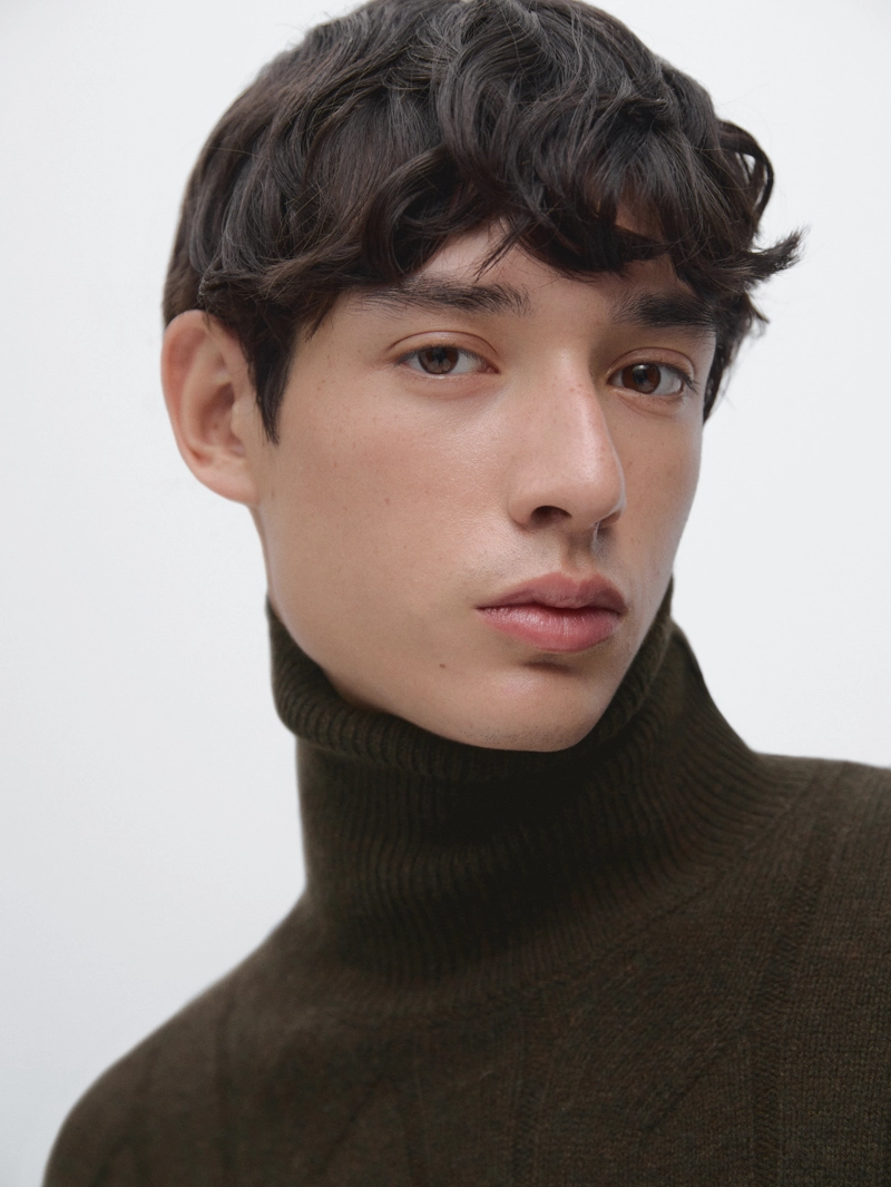 Вязаный свитер из шерстяной смеси с высоким воротником l01152233