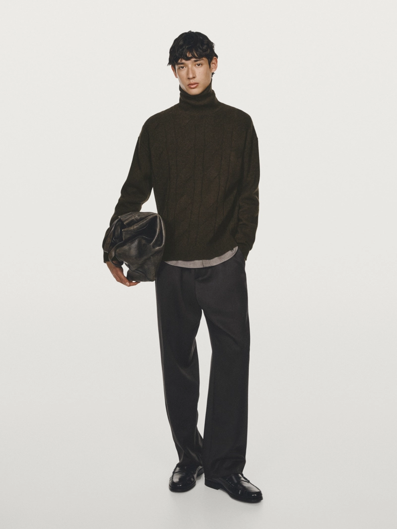 Вязаный свитер из шерстяной смеси с высоким воротником l01152233