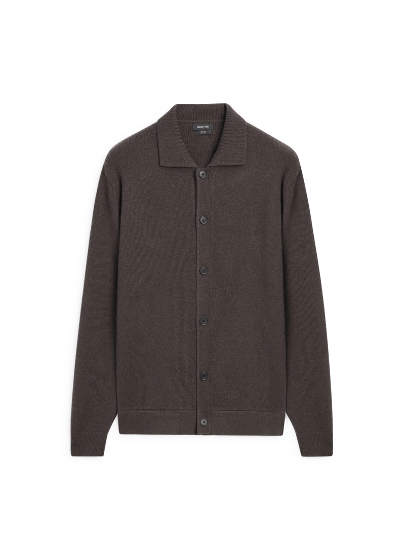 Кардиган из 100% шерсти с воротником-поло