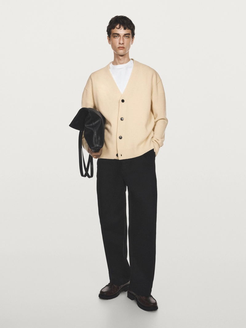 Кардиган с v-образным вырезом из 100% шерсти