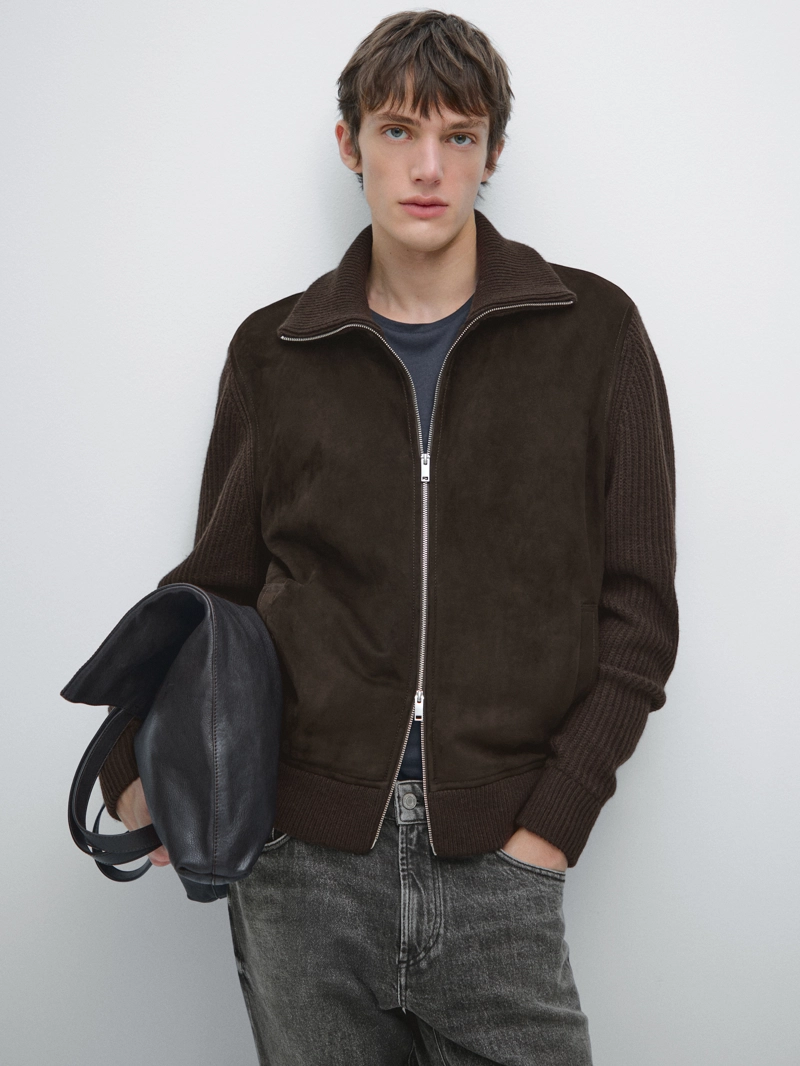 Куртка с контрастным воротником стойкой