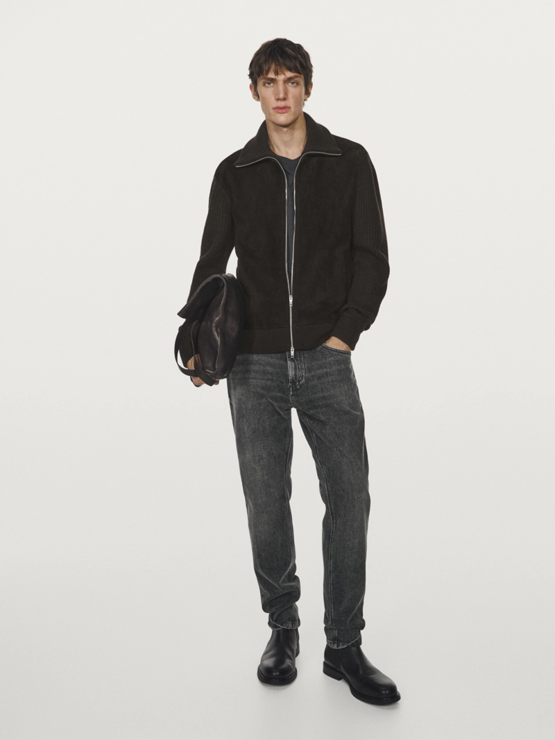 Куртка с контрастным воротником стойкой