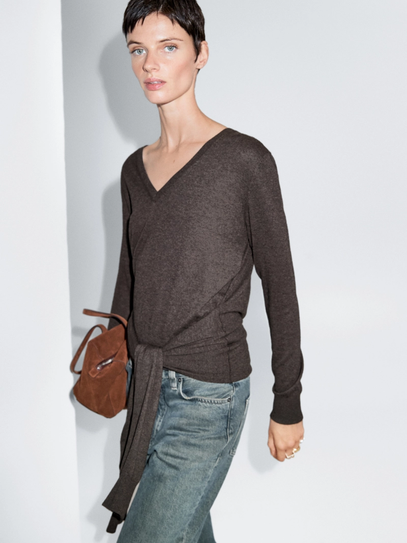 Трикотажный свитер с многофункциональными рукавами