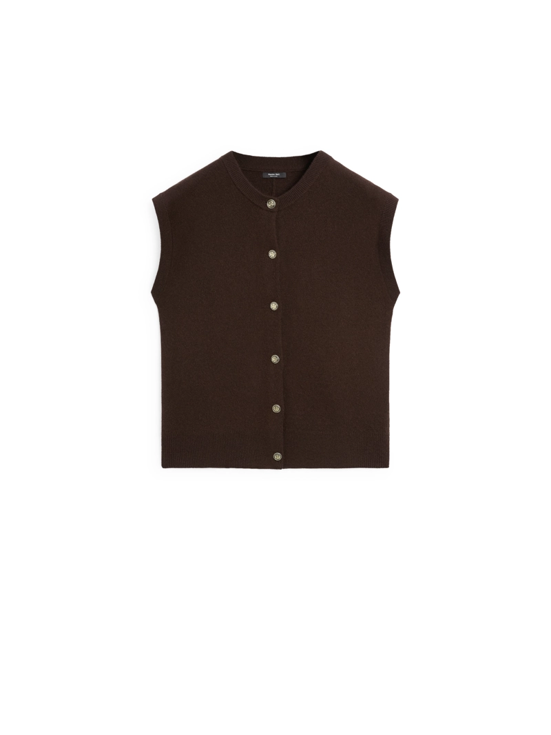 Жилет из вязаного шерстяного микса с золотыми пуговицами