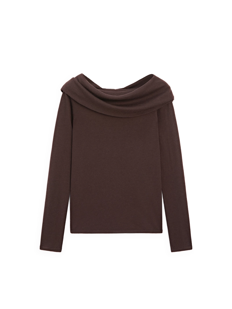 Трикотажный свитер из шерстяной смеси с удлиненным воротником