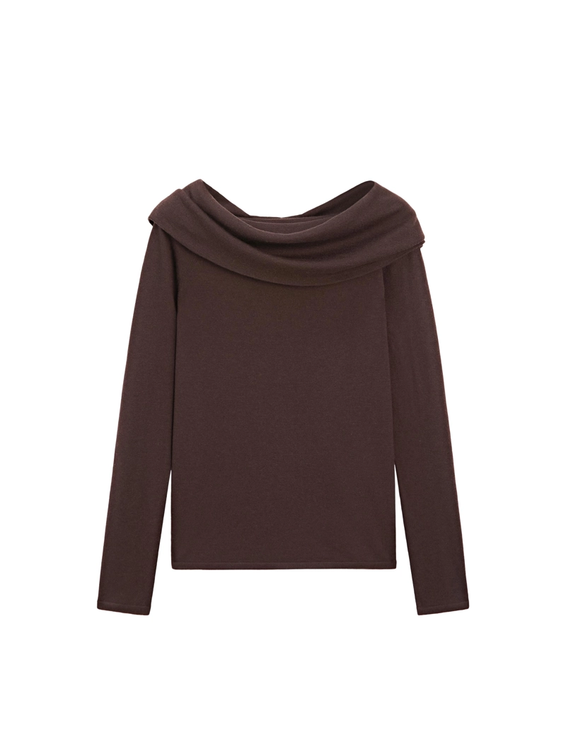 Трикотажный свитер из шерстяной смеси с удлиненным воротником