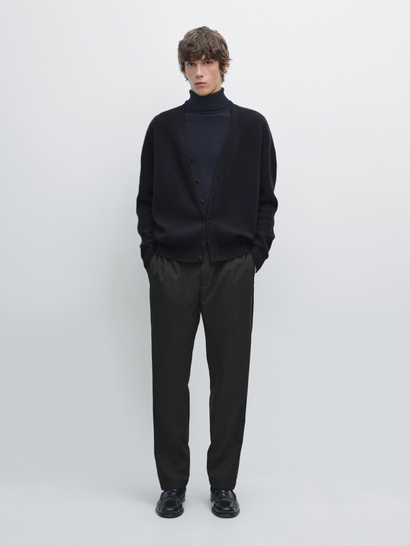 Кардиган из кашемира и шерсти с v-образным вырезом