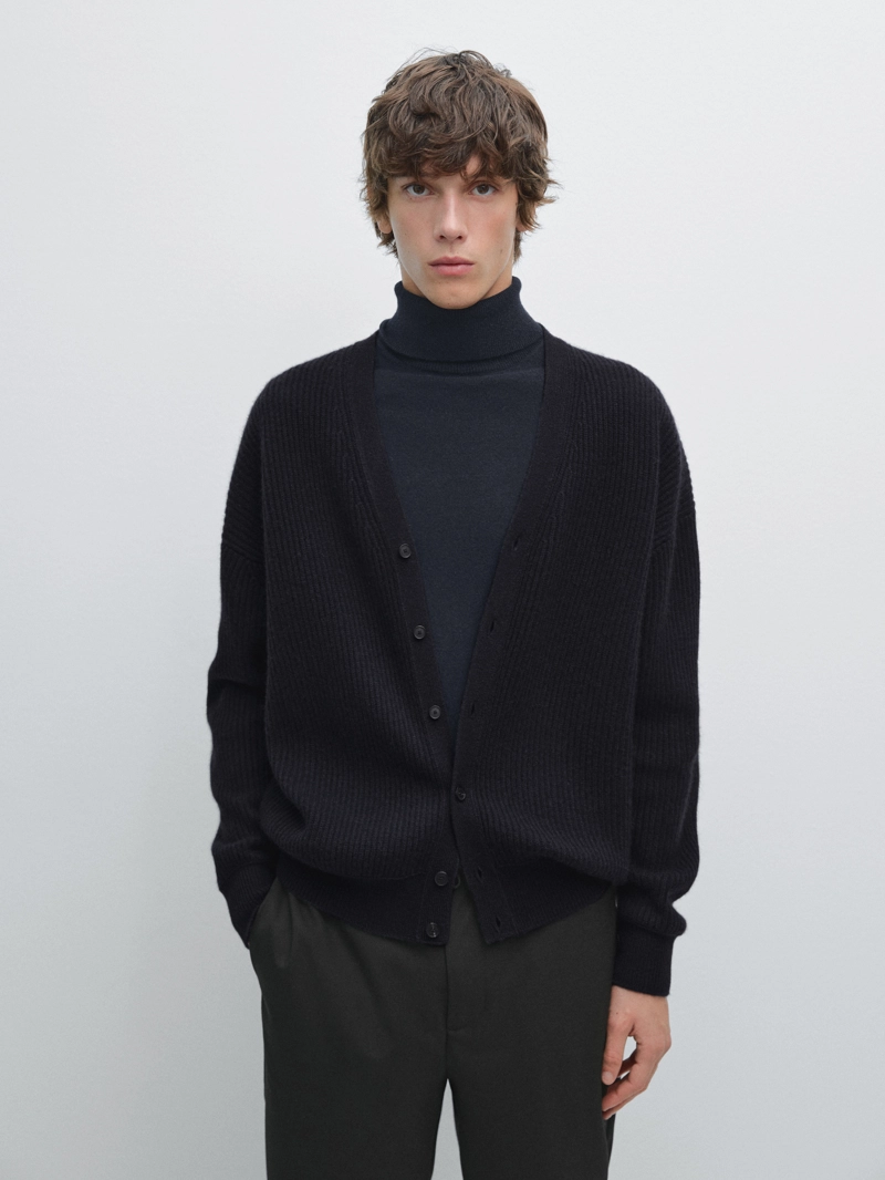 Кардиган из кашемира и шерсти с v-образным вырезом