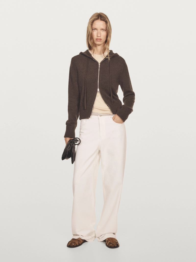 Кардиган из 100% кашемира с капюшоном