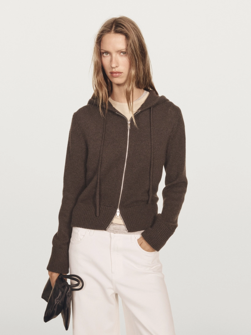 Кардиган из 100% кашемира с капюшоном