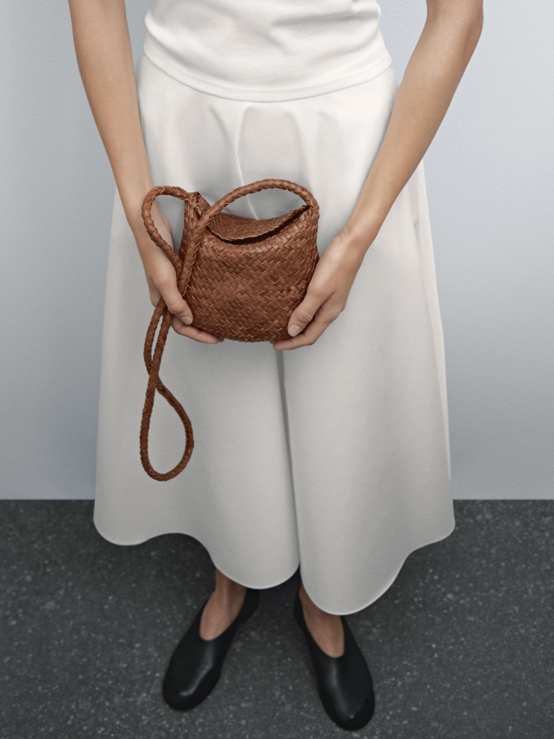 Сумка через плечо из плетеной кожи наппа