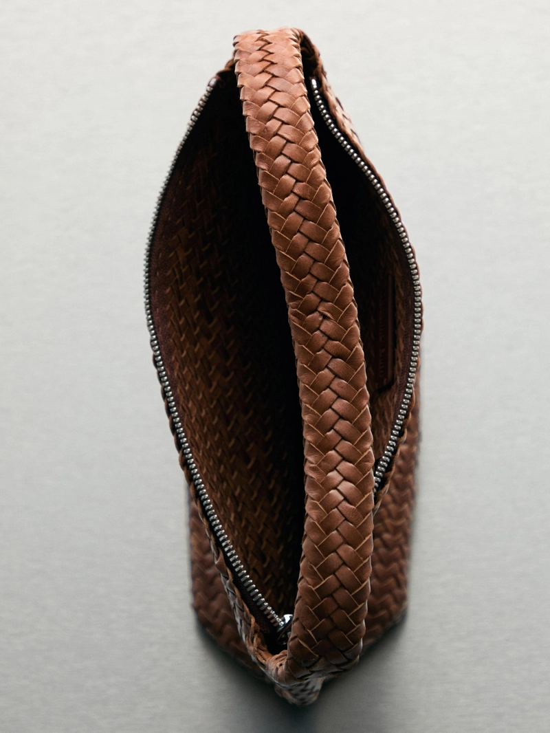 Сумка через плечо из плетеной кожи наппа