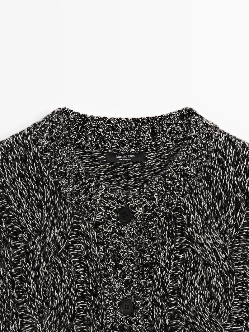 Кардиган с аранским узором из шерстяного плетения