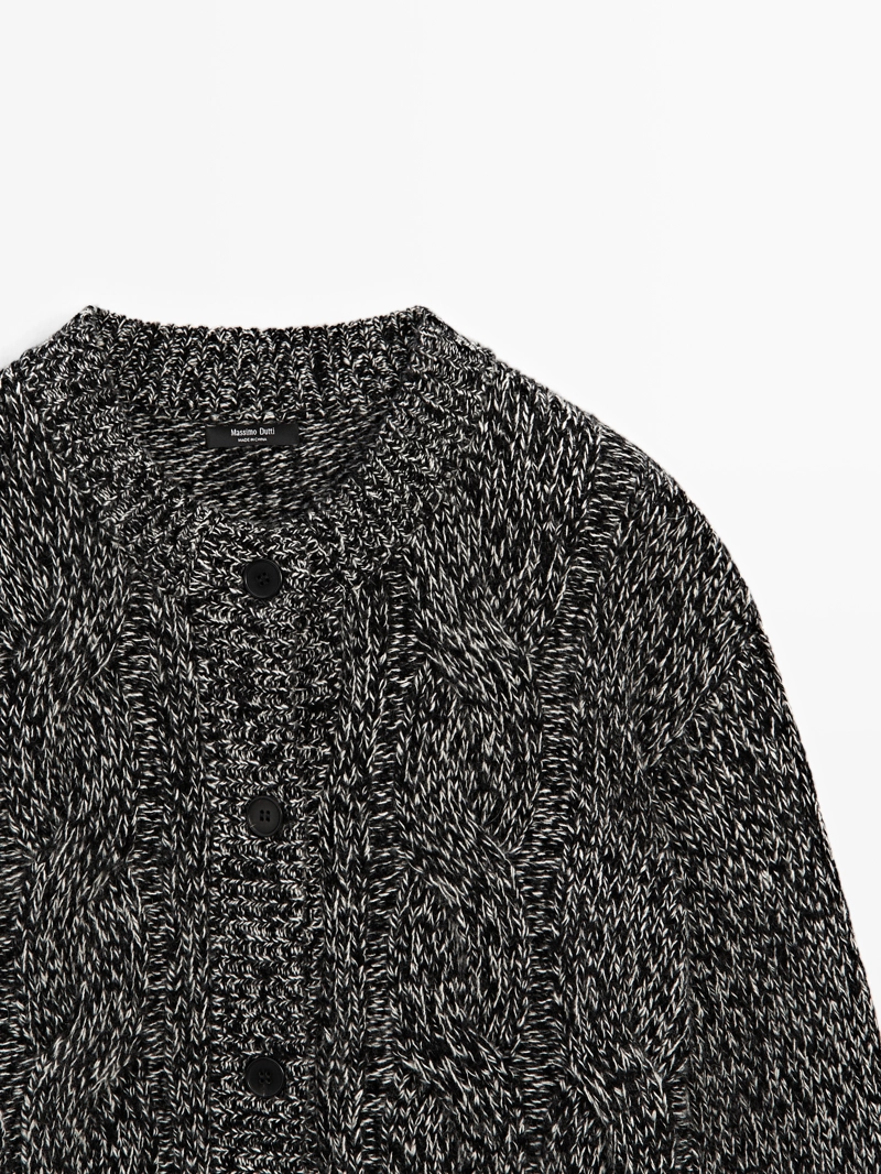 Кардиган с аранским узором из шерстяного плетения