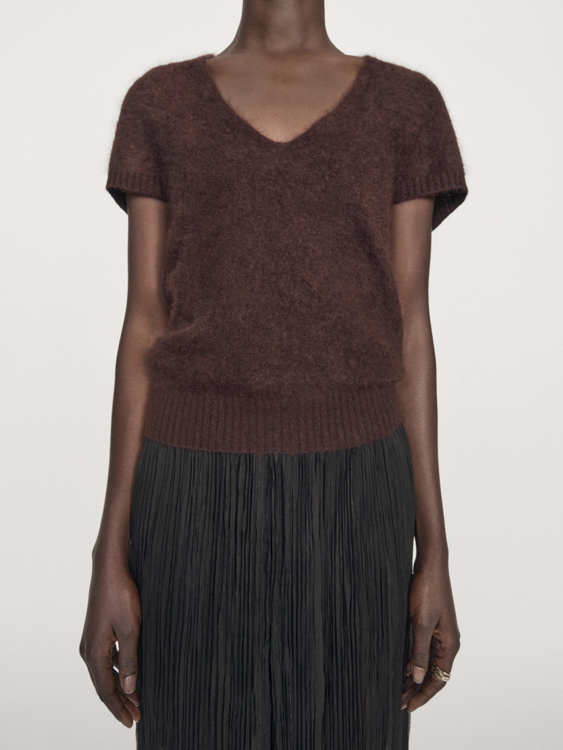 Свитер с v-образным вырезом из шерсти и кашемира
