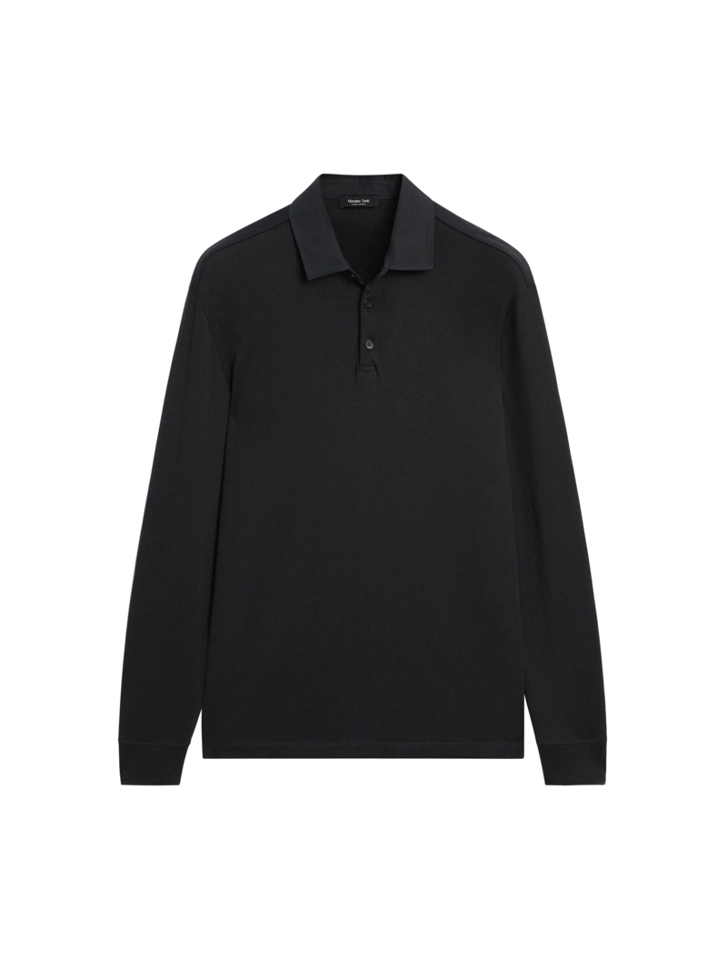 Поло с длинным рукавом и контрастным воротником