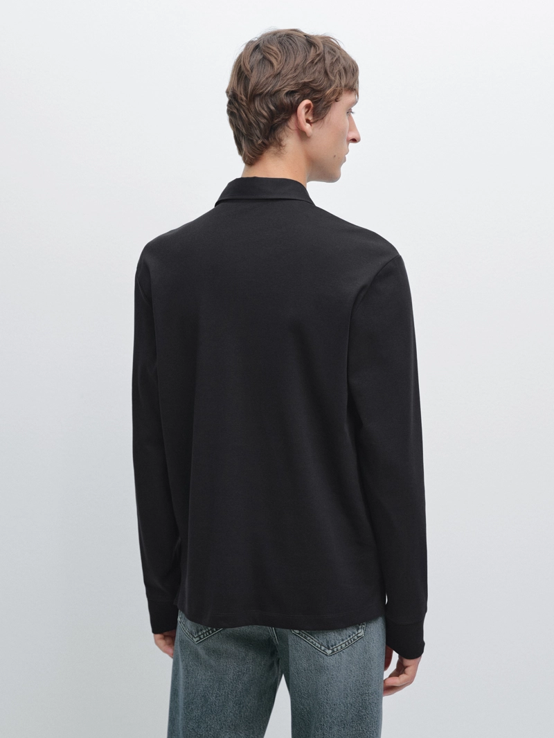 Поло с длинным рукавом и контрастным воротником