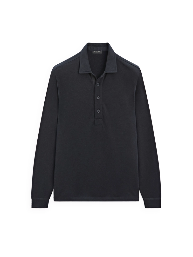 Поло с длинным рукавом с текстурой