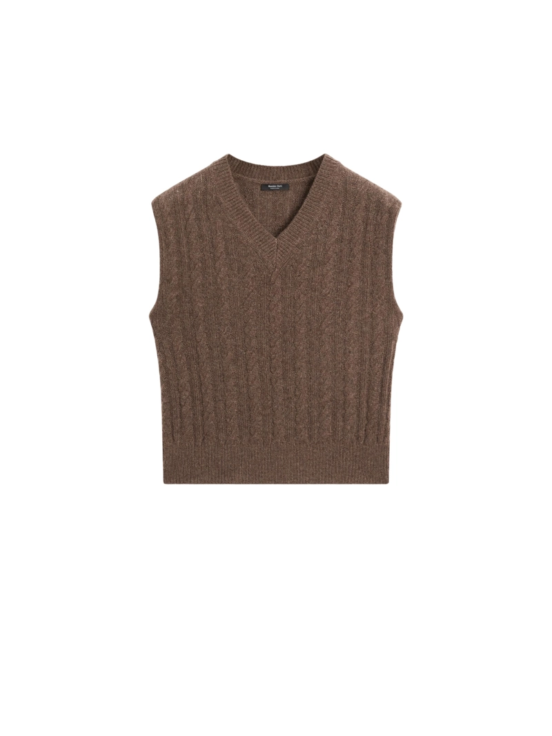 Жилет с v-образным вырезом из шерстяного плетения