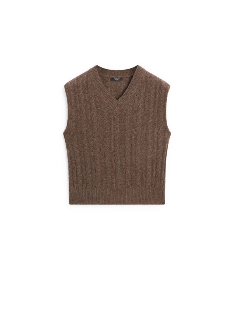 Жилет с v-образным вырезом из шерстяного плетения