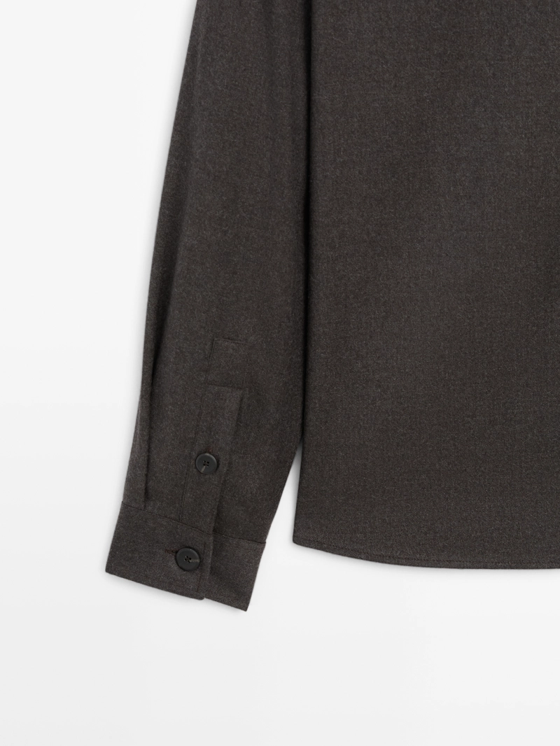 Рубашка-косоворотка regular fit из 100% шерсти