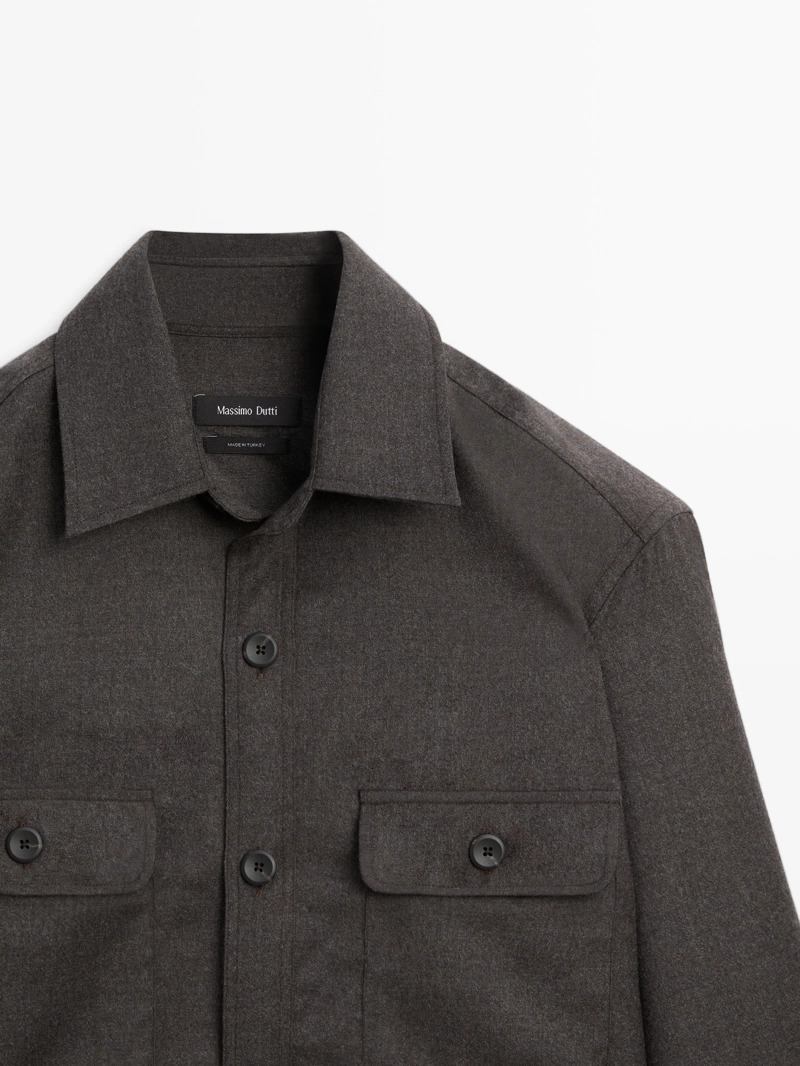 Рубашка-косоворотка regular fit из 100% шерсти