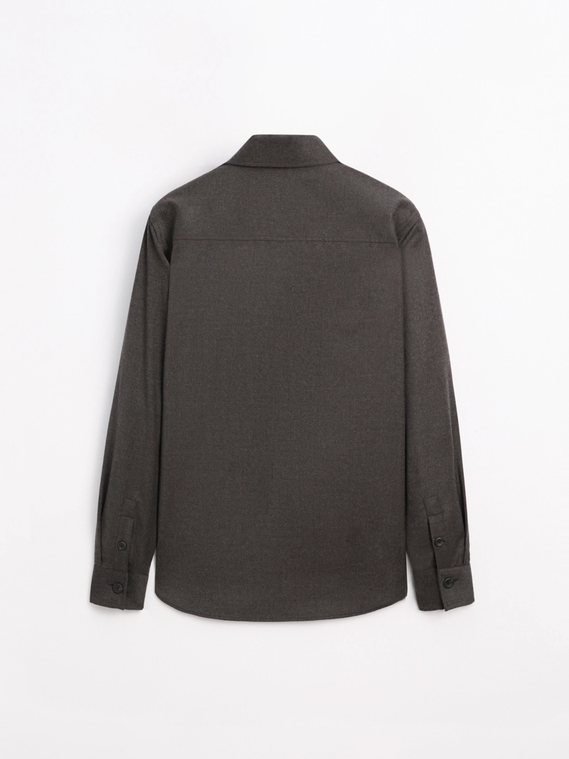 Рубашка-косоворотка regular fit из 100% шерсти