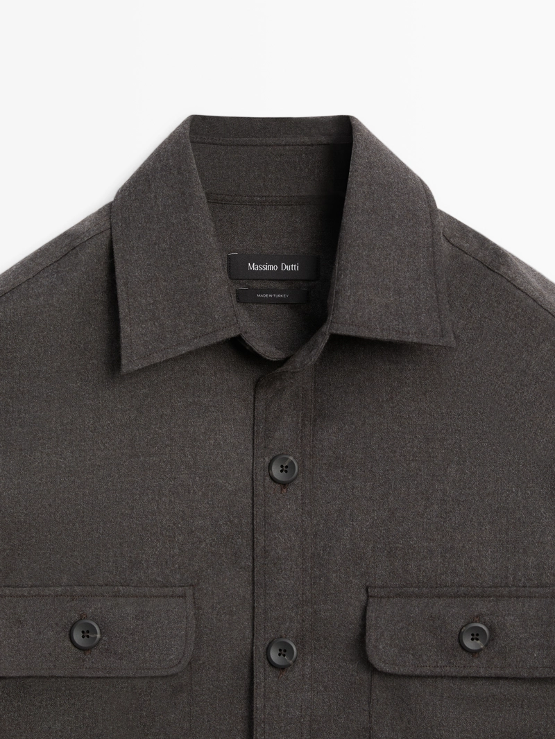 Рубашка-косоворотка regular fit из 100% шерсти