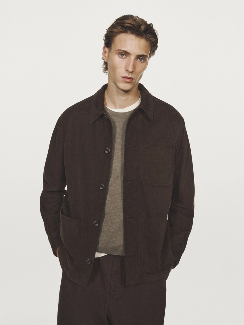 Рубашка-китель из твила с карманами