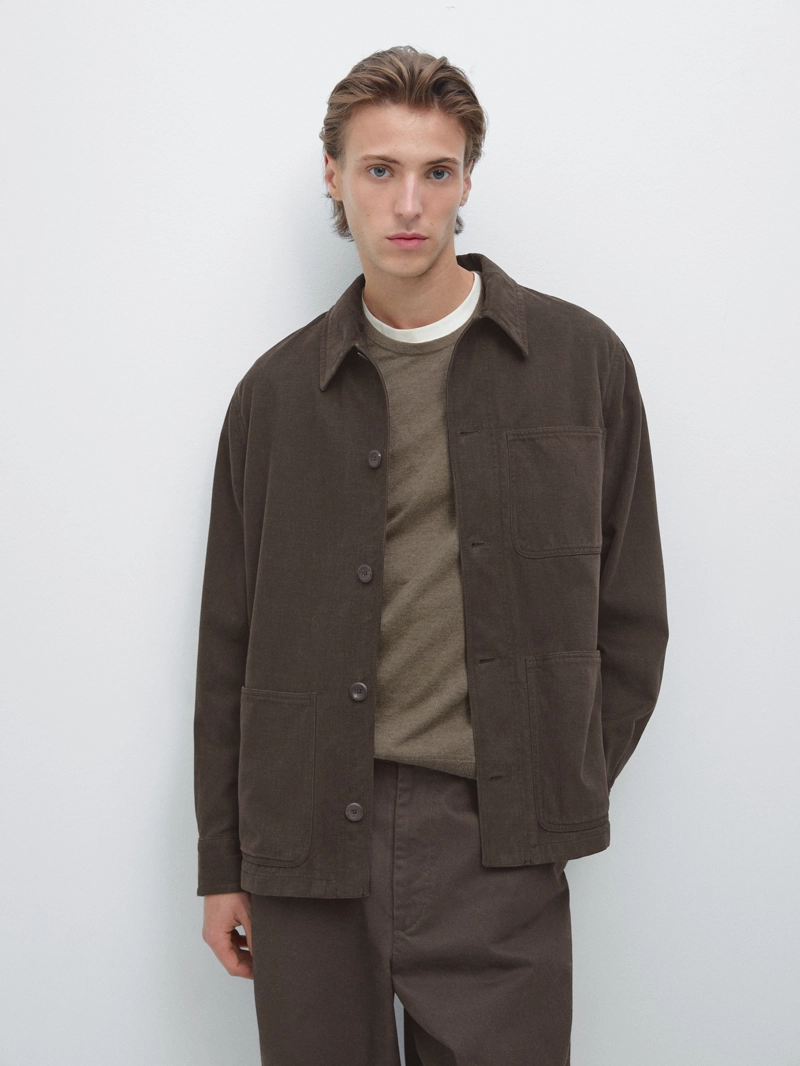 Рубашка-китель из твила с карманами