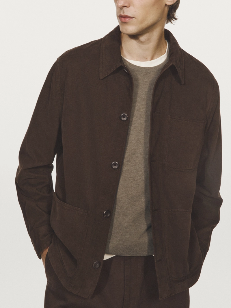 Рубашка-китель из твила с карманами