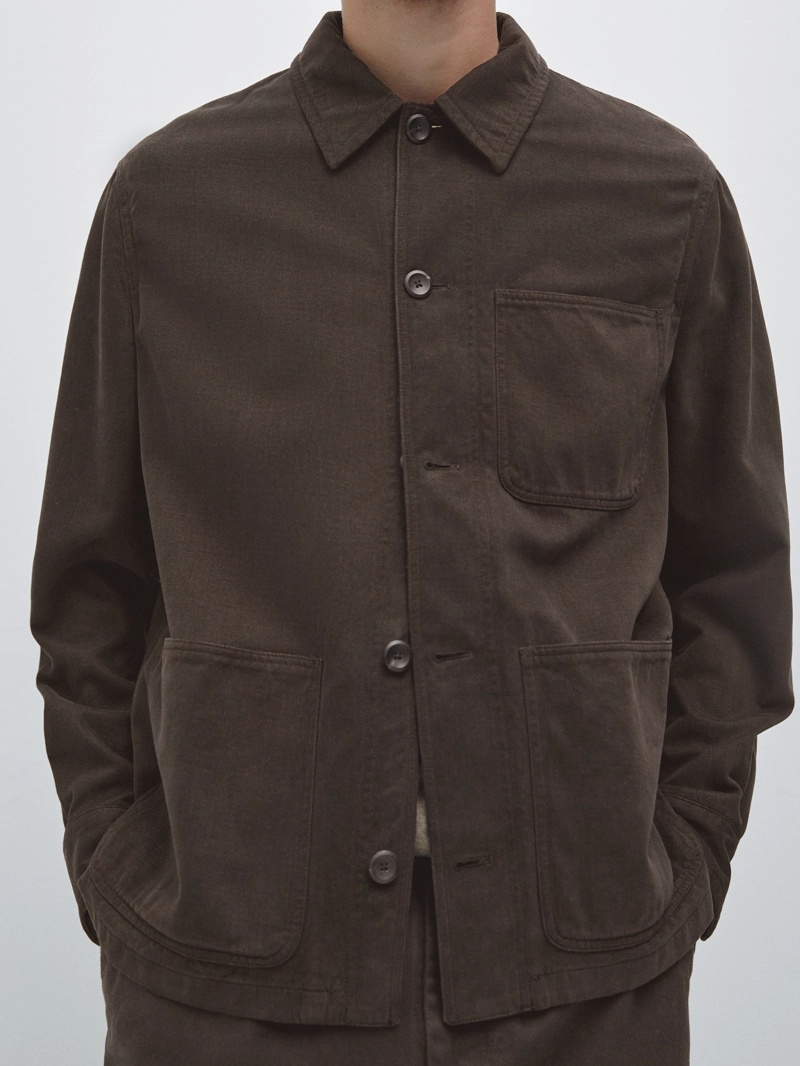 Рубашка-китель из твила с карманами