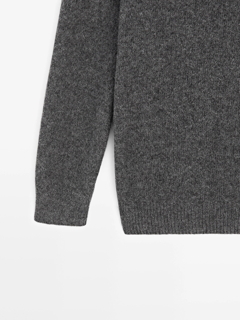 Джемпер из хлопка и шерсти с круглым вырезом