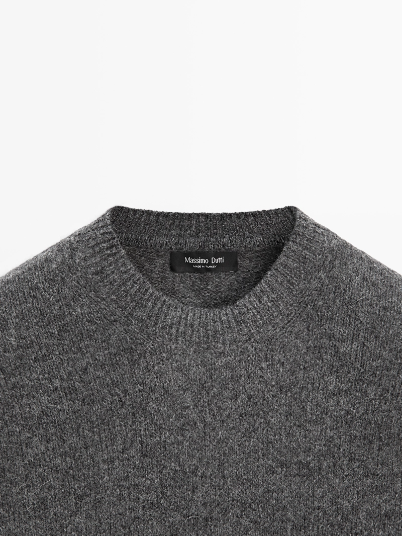 Джемпер из хлопка и шерсти с круглым вырезом