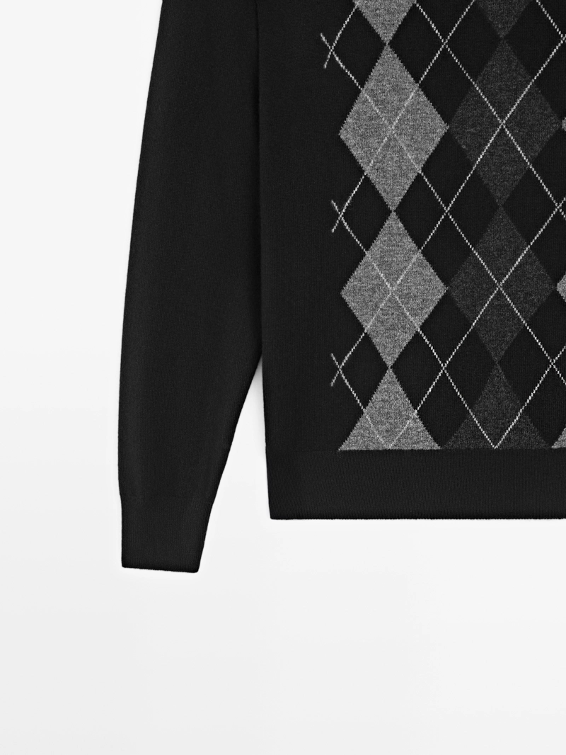 Водолазка с аранами из 100% шерсти