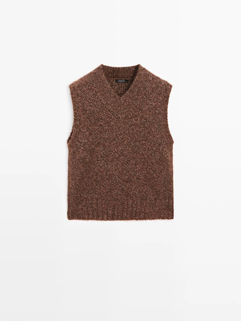 Жилет из меланжевой альпаки и войлока с текстурой