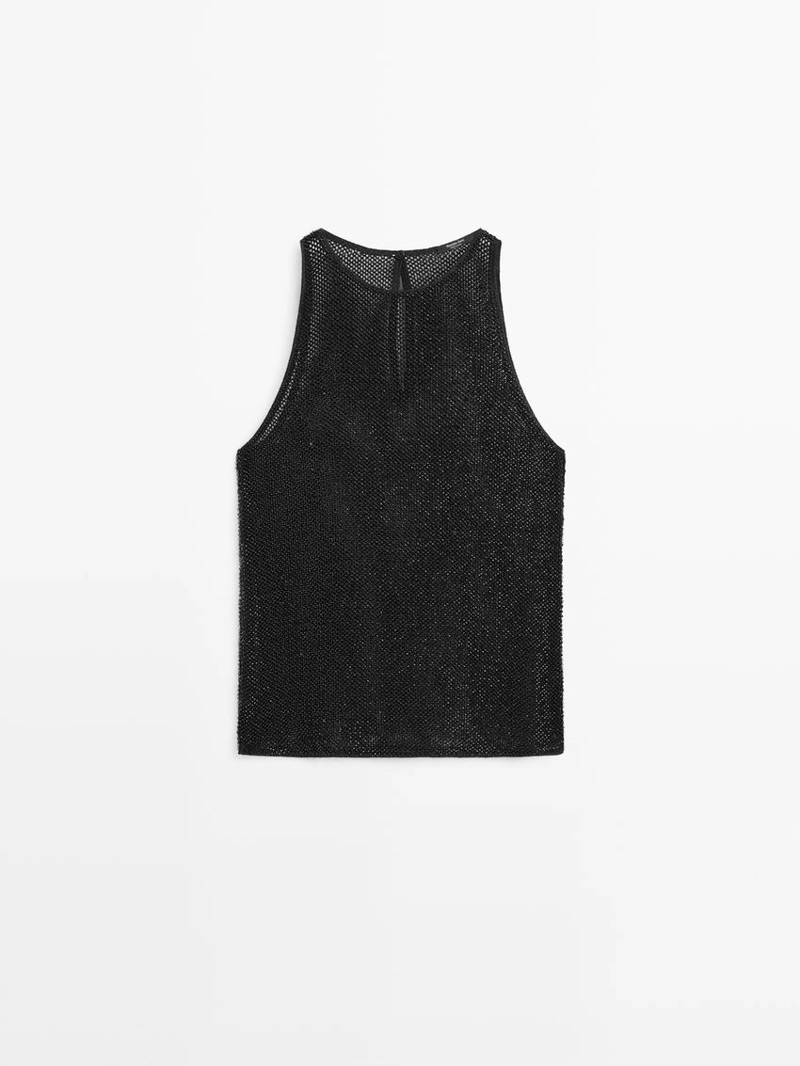 Прозрачный топ с бисером в тон