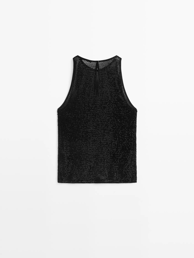 Прозрачный топ с бисером в тон