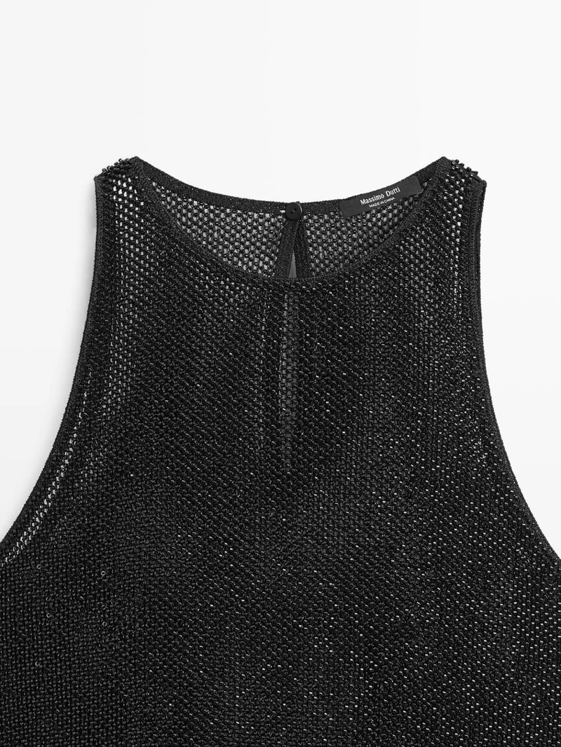 Прозрачный топ с бисером в тон